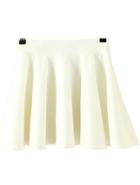 Romwe Pleated Flare White Skirt