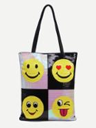 Romwe Multicolor Sequin Emoji Tote Bag