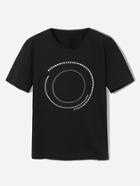 Romwe Men Circle Embroidered Tee