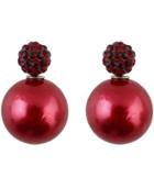 Romwe Wine Red Diamond Bead Stud Earrings