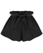 Romwe Black Casual Tie-waist Shorts