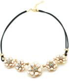 Romwe White Flower Diamond Chain Necklace
