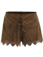 Romwe Lace Up Hollow Shorts