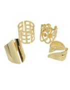 Romwe Gold 4 Pcs Cuff Metal Rings