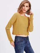 Romwe Drop Shoulder Rib Knit Crop Jumper