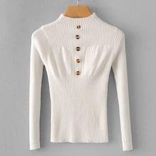 Romwe Button Detail Rib Knit Trim Sweater