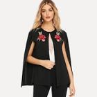 Romwe Symmetric Floral Embroidered Applique Coat