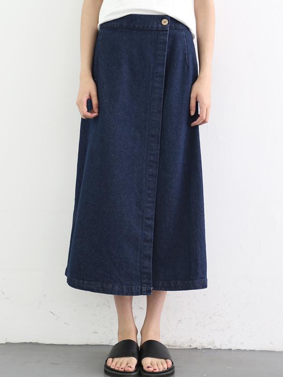 Romwe Vintage Slit Front Denim Skirt
