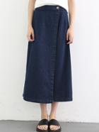 Romwe Vintage Slit Front Denim Skirt