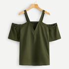 Romwe Cold-shoulder Solid Cami Blouse