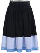 Romwe Elastic Waist Color-block Pleated Skirt