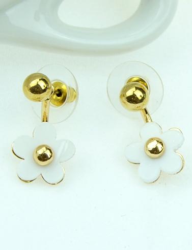 Romwe White Glaze Gold Flower Earrings