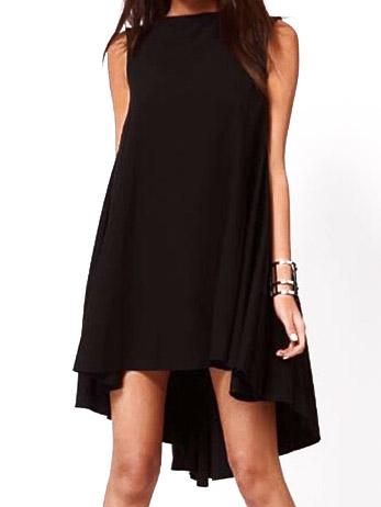 Romwe Sleeveless High Low Shift Dress