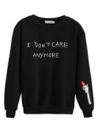 Romwe Black Sentence And Gun Print Sweatshirt