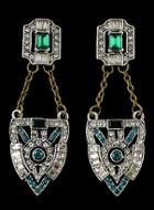 Romwe Silver Diamond Hollow Chain Earrings