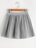 Romwe Vertical Pinstriped Elastic Waist Skirt