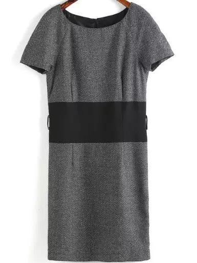 Romwe Color-block Short Sleeve Dress