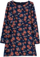Romwe Floral Back Hollow Loose Navy Dress