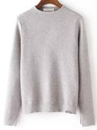 Romwe Women Split Cuff Grey Sweater