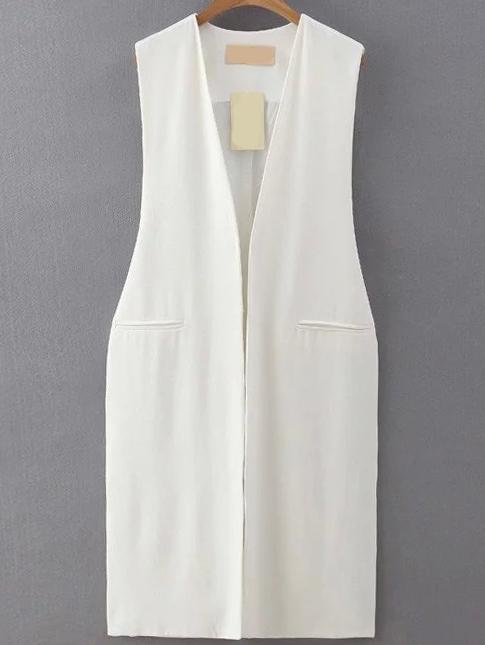 Romwe Split Side White Vest