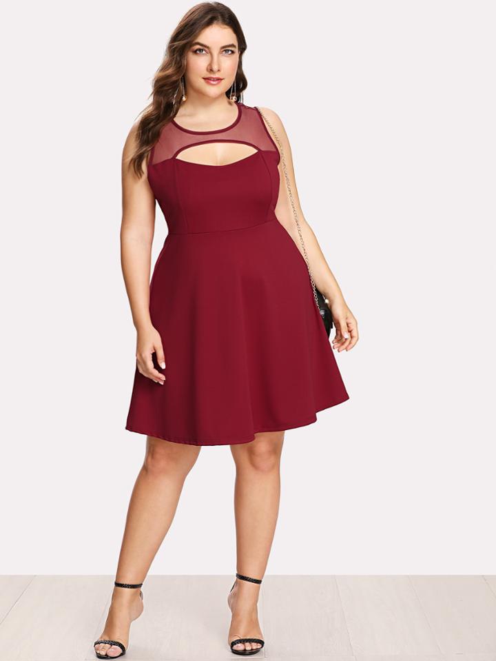 Romwe Cutout Chest Skater Dress