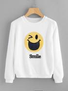 Romwe Flannel Smile Face Front Sweatshirt
