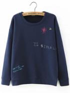 Romwe Arrow Letters Embroidered Sweatshirt