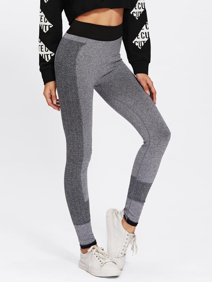 Romwe Contrast Trim Color Block Skinny Leggings