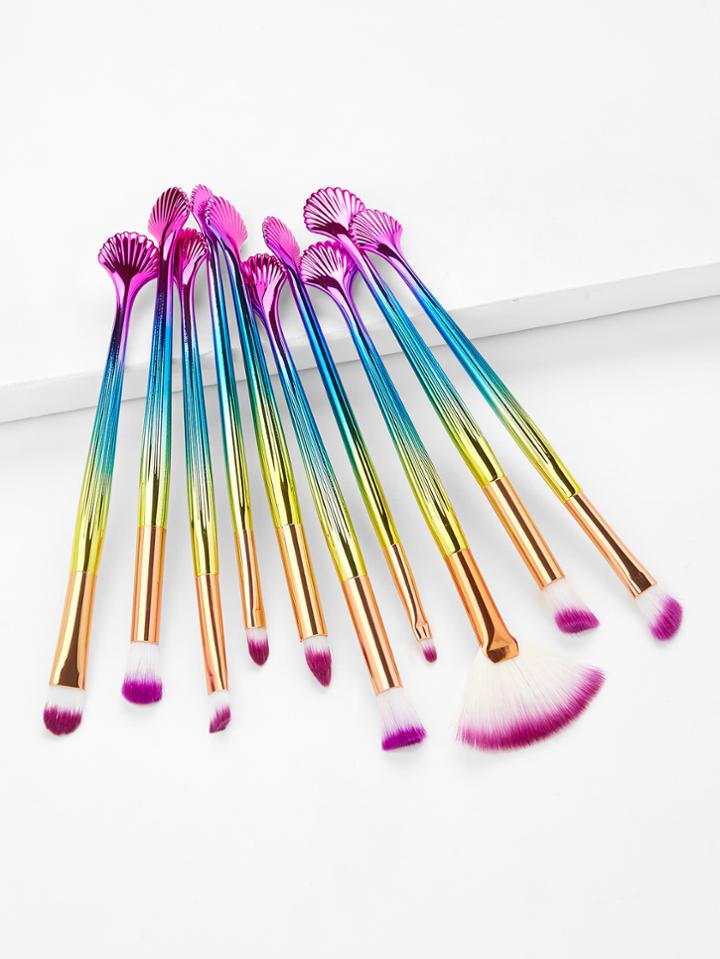 Romwe Scallop Design Handle Cosmetic Eye Brush 10pcs