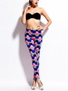 Romwe Multicolor Geometric Print Stretch Knit Pants