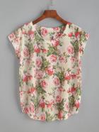 Romwe Rose Print T-shirt