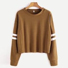 Romwe Plus Drop Shoulder Contrast Striped Side Sweatshirt