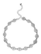 Romwe Silver Flower Hollow Out Choker Necklace