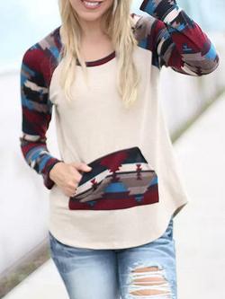 Romwe Geometric Print Pocket T-shirt