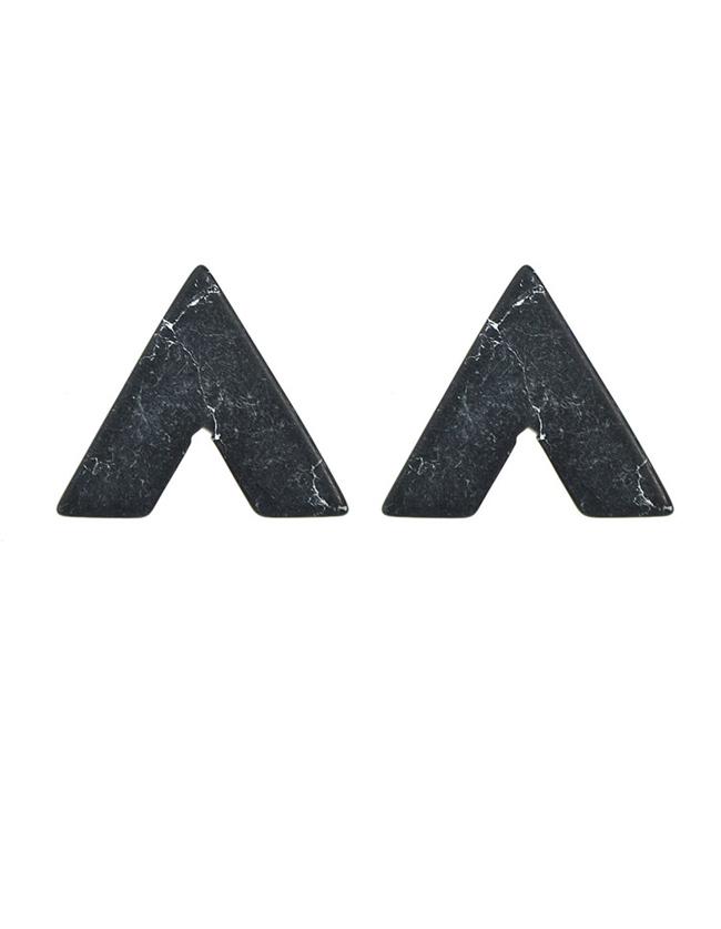 Romwe Black Turquoise Triangle Stud Earrings
