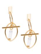 Romwe Gold Plated Geometric Marble Drop Earrings