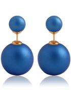 Romwe Blue Bead Stud Earrings