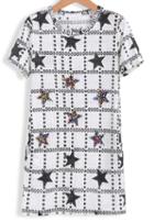 Romwe With Bead Star Print T-shirt