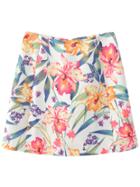 Romwe Multicolor Zipper Back Flowers Jacquard Skirt