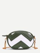 Romwe Color Block Pu Bum Bag With Convertible Strap