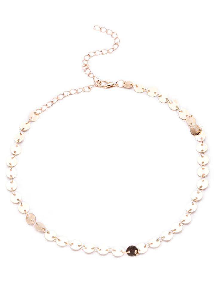 Romwe Gold Rounds Linked Choker Necklace