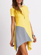Romwe Color Block Assymetrical T-shirt Dress