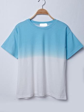 Romwe Blue Ombre Drop Shoulder T-shirt
