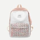 Romwe Tweed Pocket Front Canvas Backpack