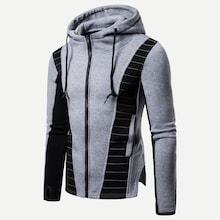 Romwe Men Color Block Hooded Sweatshirt