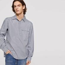 Romwe Men Pocket Front Curved Hem Gingham Shirt