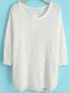 Romwe Round Neck Knit White Sweater