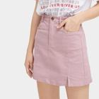Romwe Pocket Detail Split Solid Skirt