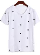 Romwe Bat Print White T-shirt