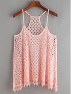 Romwe Spaghetti Strap Lace Hollow Out Cami Top